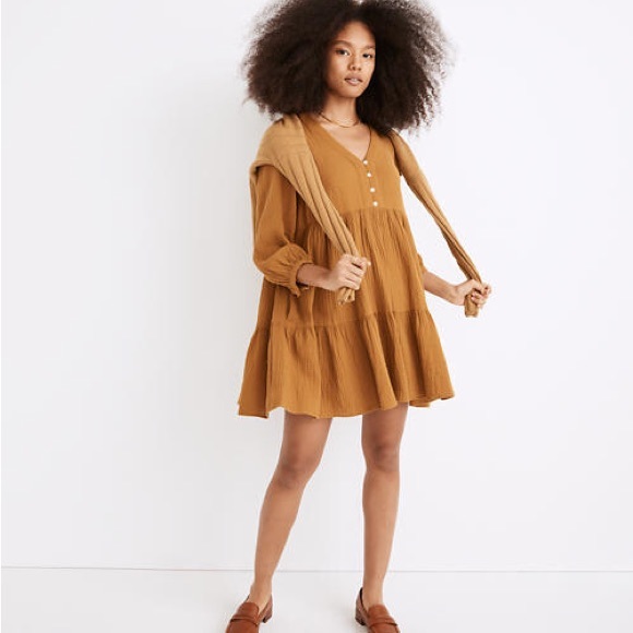 Lightspun Colette Mini Dress- Mustard yellow - Picture 2 of 5